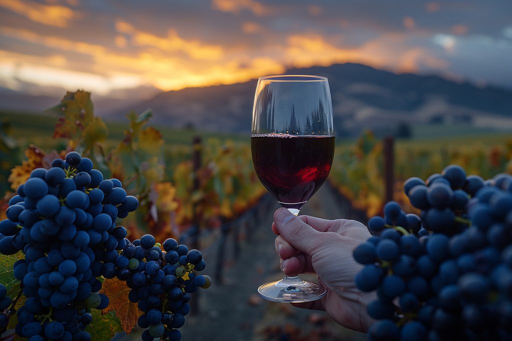 verre de vin et vignes